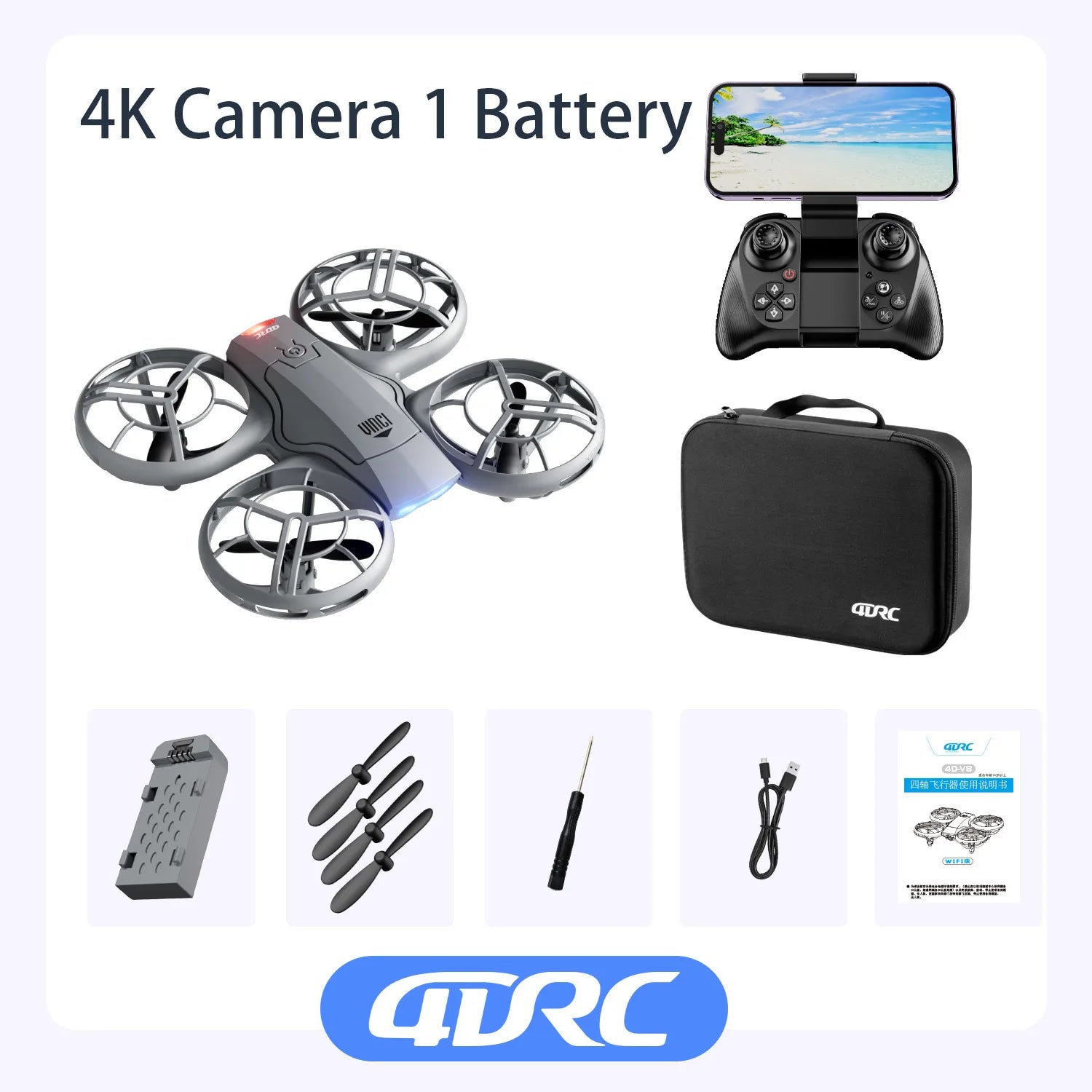 V8 Mini Drone 4K HD Camera WiFi FPV with Height Keep