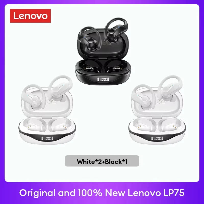 Lenovo LP75 TWS Bluetooth 5.3 Wireless Headphones with LED Display