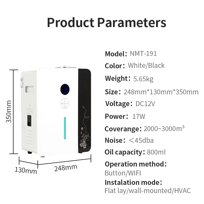 3000m³ Smart HVAC Aroma Diffuser – WiFi-Enabled Air Purifier & Perfume Machine
