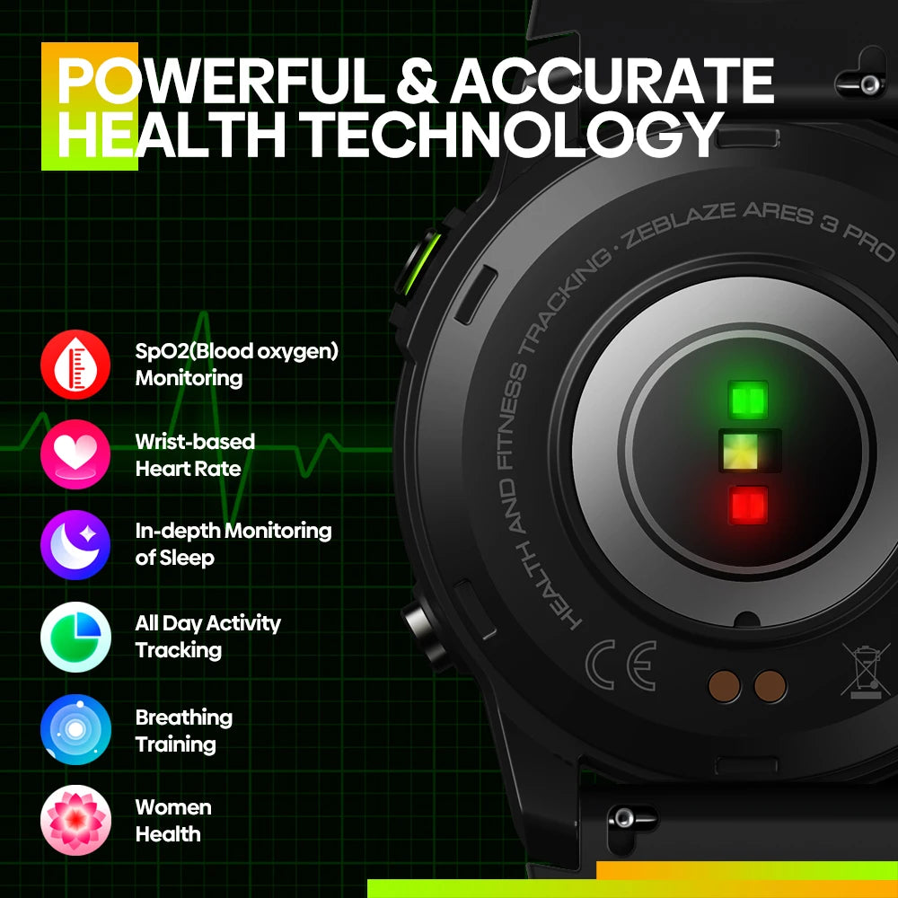 Zeblaze Ares 3 Pro Smartwatch with AMOLED Display & Voice Calling